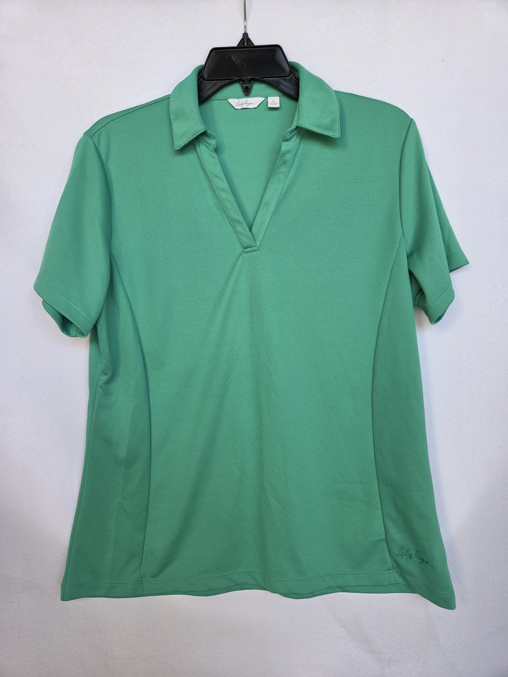 Lady Hagen Teal Green Short Sleeve V-Notch Polo